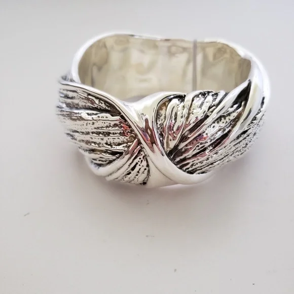 Shablool 925 Sterling Silver Textured Bangle Bracelet 8.25" - Picture 1 of 11
